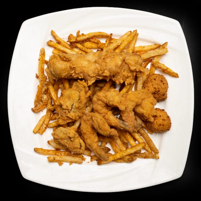1 Cod Fish & Chips, 2 Oyster, 3 Shrimp.